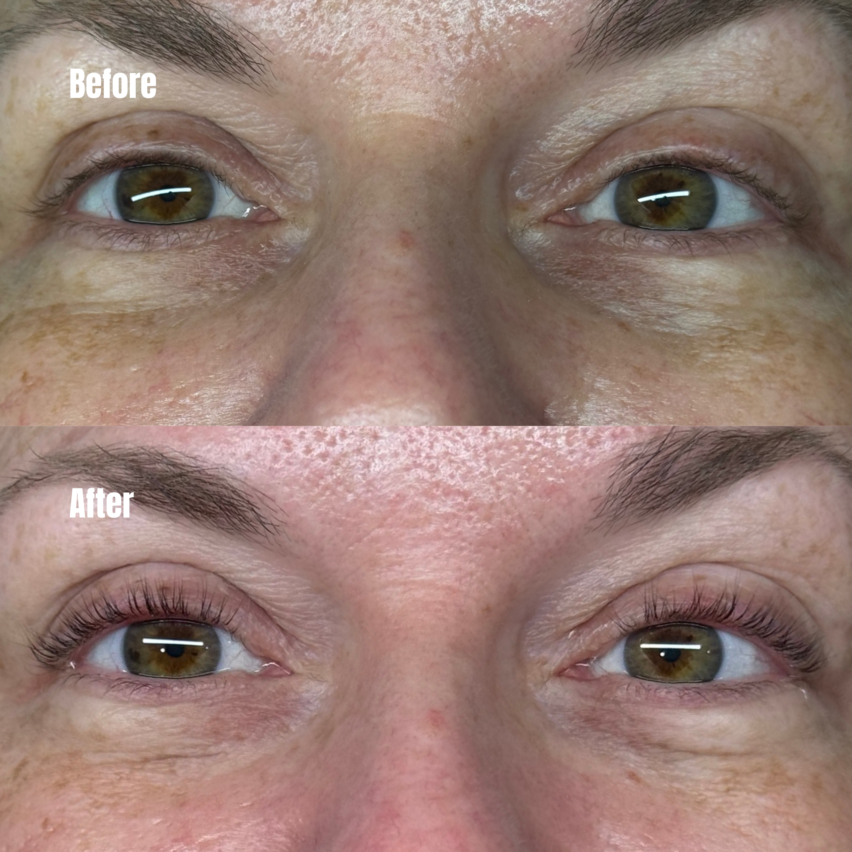 Before and after lash lift